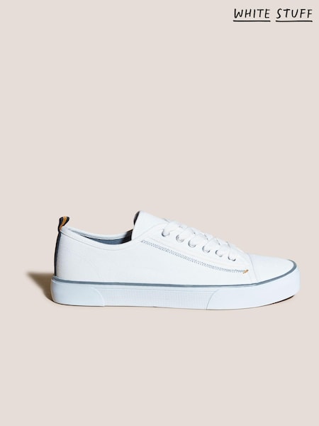 Белый - White Stuff Canvas Lace-Up Plimsoll Trainers (D82367) | €27