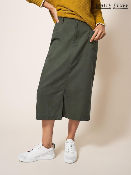 White Stuff Green Penny Midi Skirt (D82376) | €22