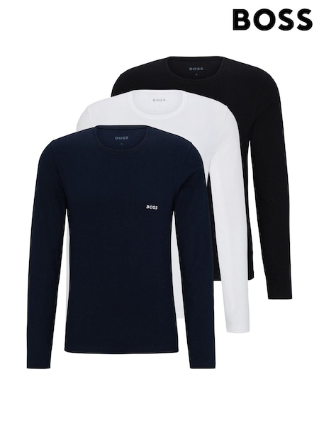 BOSS Black 100% Cotton Long Sleeve T-Shirt 3 Pack (D82535) | 234 QAR