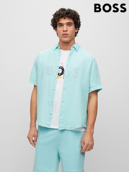 BOSS Blue Short Sleeve Linen Shirt (D82587) | €56