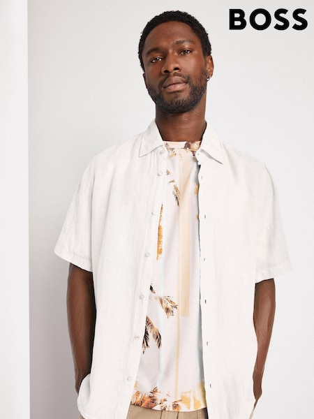 BOSS White Short Sleeve Linen Shirt (D82589) | €28