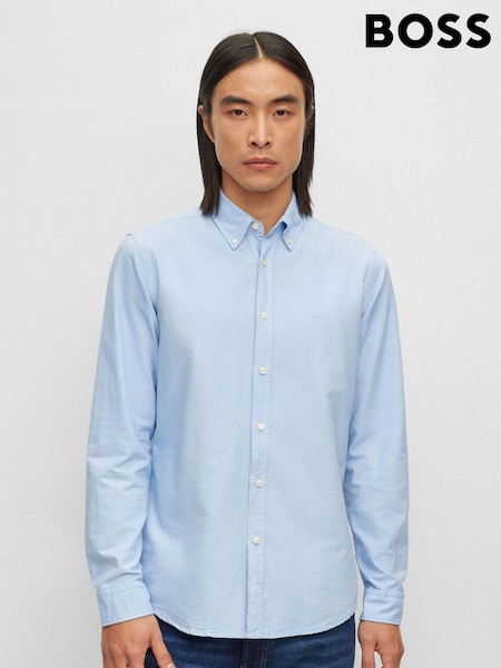 BOSS Blue Regular Fit Buttondown Oxford Long Sleeve 100% Cotton Shirt (D82590) | €47
