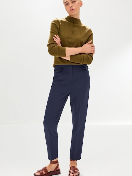 Navy Tailored Button Detail Taper Trousers (D82644) | €19