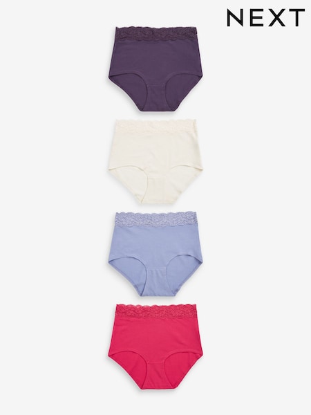 Vaaleanpunainen/Violetti/Cream - Cotton And Lace Knickers 4 Pack (D82851) | €17