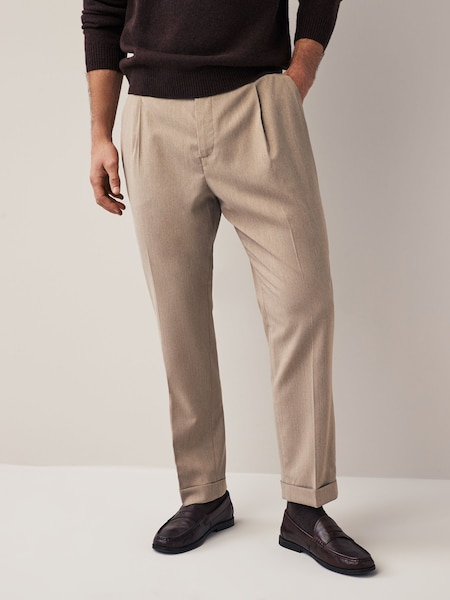 Песочный - Свободный зауженный крой - Stretch Smart Trousers (D82908) | €5