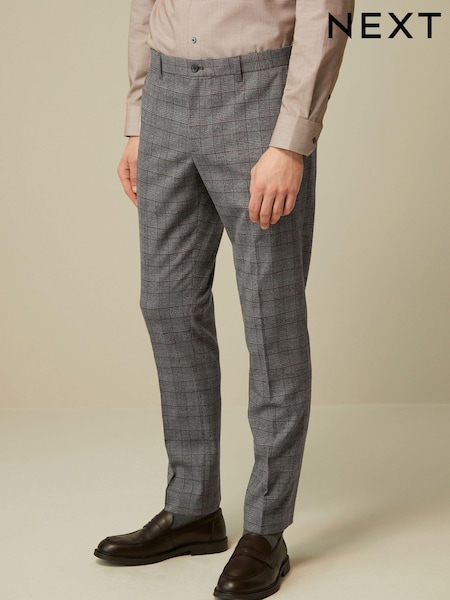 Charcoal Grey Slim Trimmed Check Trousers (D82912) | €7.50