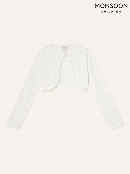 Monsoon Cream 100% Cotton 3D Petal Cardigan (D82981) | €33 - €38