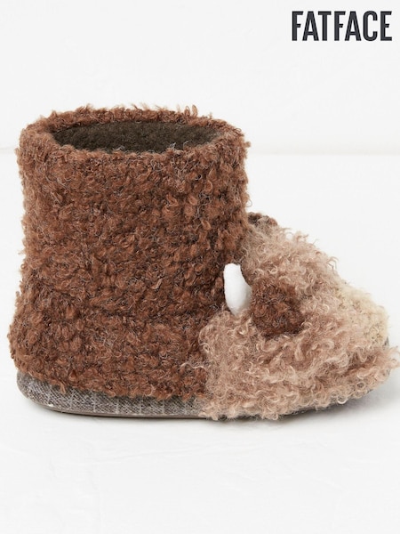 FatFace Brown Hamish Cow Slipper Boots (D83096) | €13