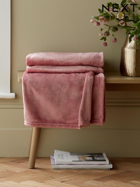 Blush Pink Plush Fleece Throw (D83212) | AED19 - AED54