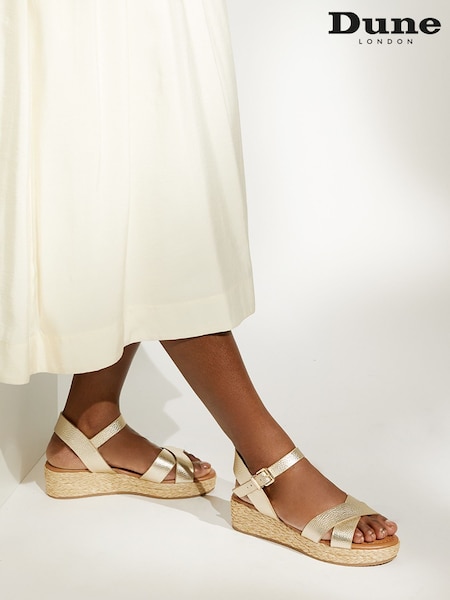 Золотой - Dune London Linnie Cross-Strap Flatform Sandals (D83396) | €105