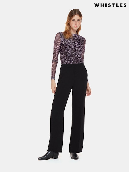 Whistles Purple Feather Leopard Mesh Top (D83592) | 247 LEI