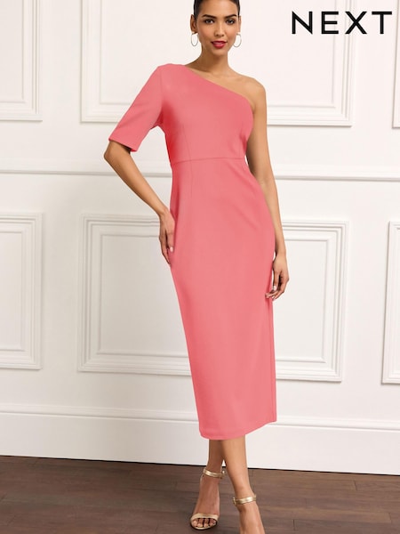 Розовый - Ponte One Shoulder Midi Dress (D83629) | €8