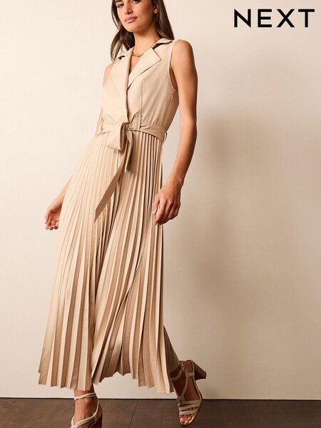 Pleated Sleeveless Midi Dress (D83796) | €26