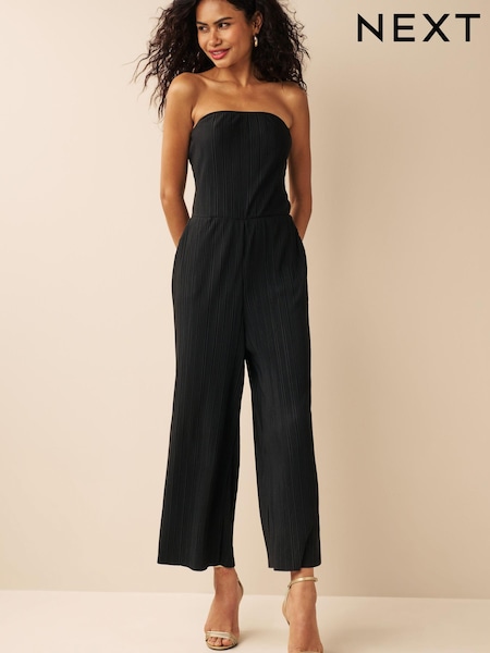 Черный - Plissé Bandeau Jumpsuit (D83840) | €7