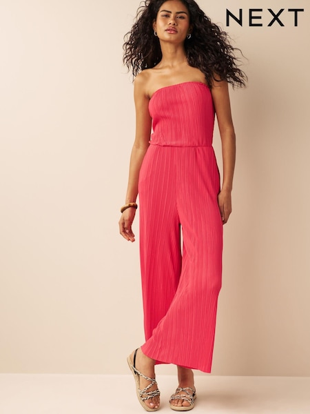 Red Plissé Bandeau Jumpsuit (D83844) | €7