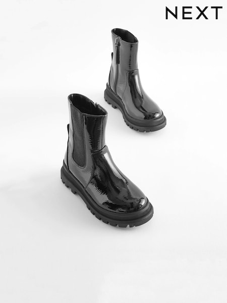 Schwarzes Lackleder - Chunky Chelsea Sock Boots (D83873) | 32 € - 39 €