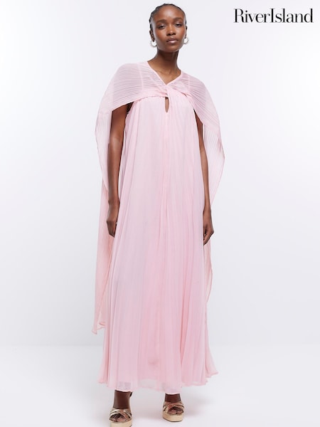 River Island Pink Pleated Cape Maxi Dress (D84069) | € 34