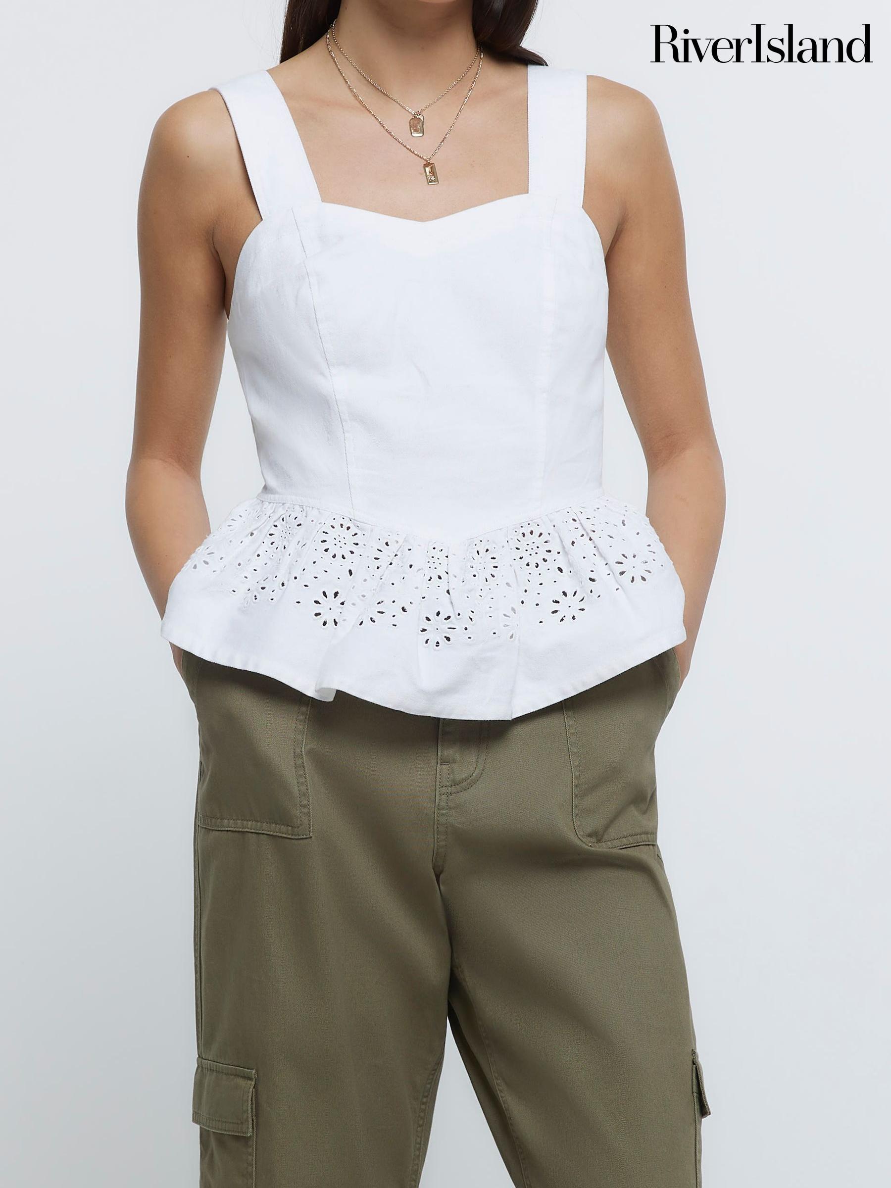 river island white peplum top