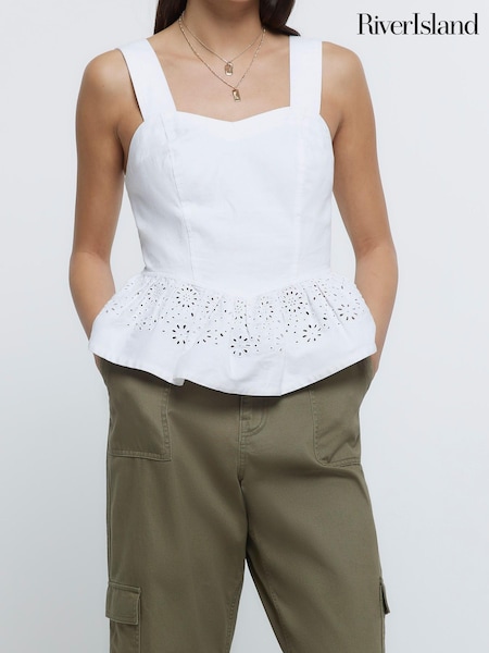 River Island White Denim Peplum Top (D84085) | 28 €