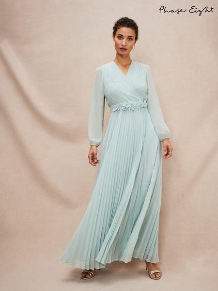 Phase Eight Green Petite Alecia Pleated Maxi Dress (D84182) | €114