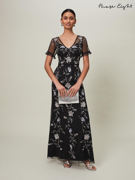 Phase Eight Black Sequin Floral Sierra Dress (D84194) | 1,208 QAR