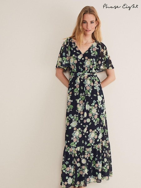 Phase Eight Blue Petite Georgie Tiered Maxi Dress (D84200) | €60