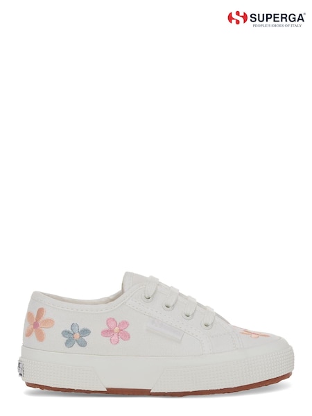 Superga White 2750 Embroidered Flowers Canvas Trainers (D84608) | €45