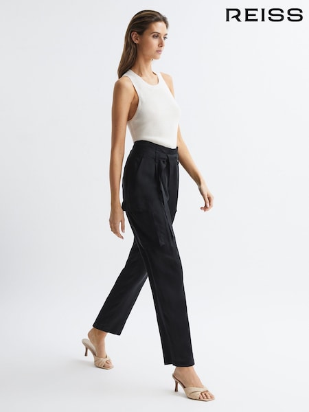 Reiss Black Joanie High Rise Straight Leg Utility Trousers (D84713) | €256