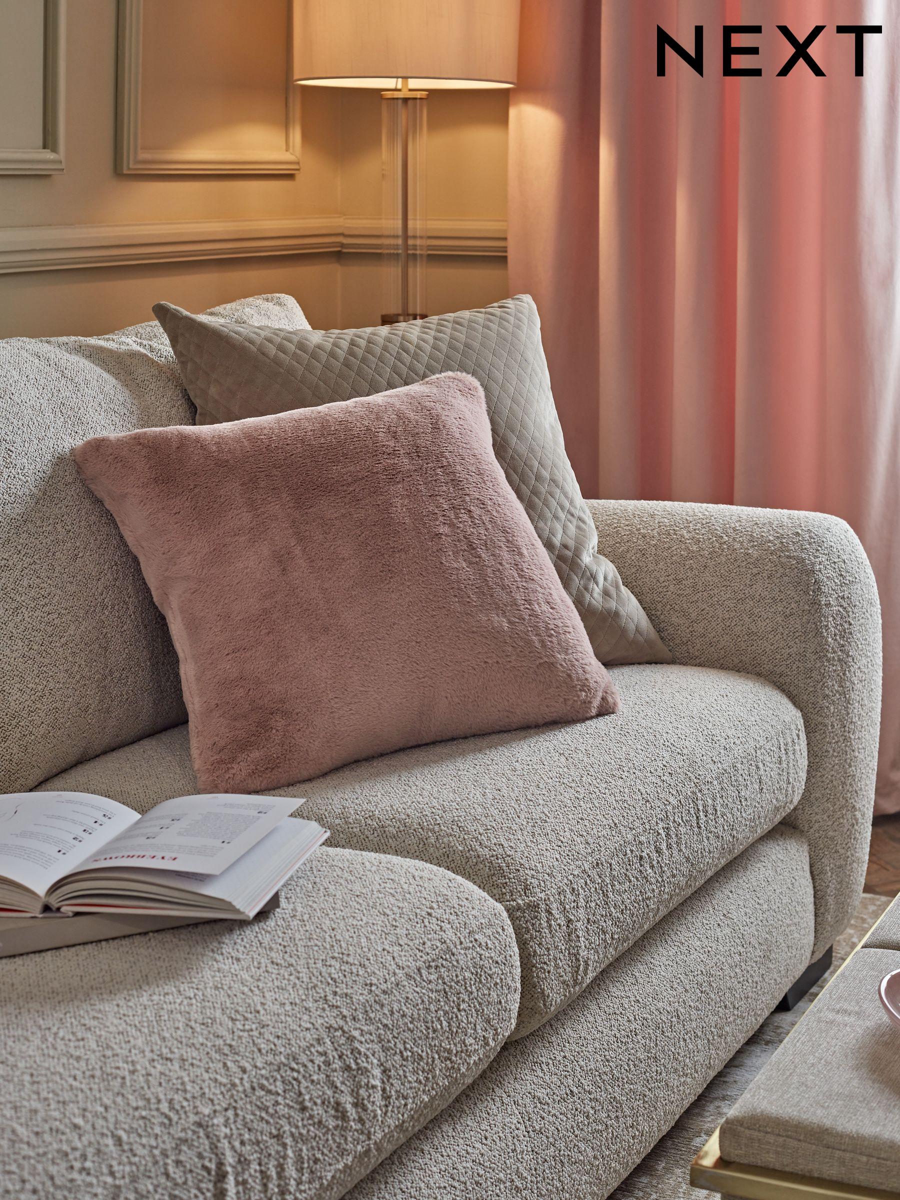 Pink and grey cushions next outlet