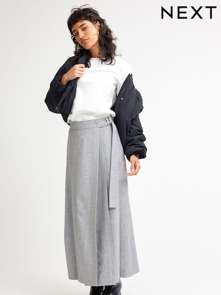 Grey Textured Midi Wrap Skirt (D84727) | €10