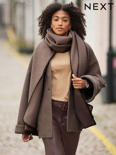 Brown Scarf Coat (D84779) | €30