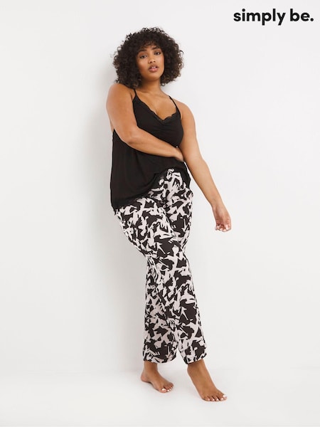 Simply Be Mono Print Luna Secret Support Lace Pyjama Set (D84881) | ‏148 ر.ق.