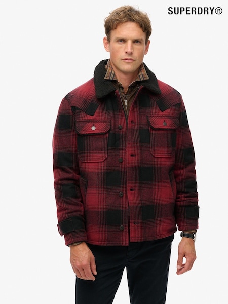 Punainen - Superdry Merchant Wool Chore Coat Jacket (D84914) | €236
