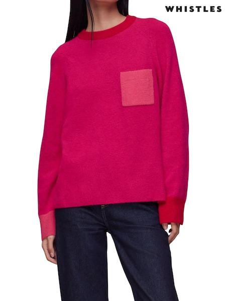 Whistles Pink Colourblock Pocket Sweater (D84997) | €66