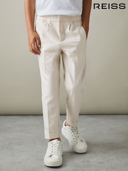 Reiss Ecru Brighton 9-14 yrs Relaxed Elasticated Trousers with Turn-Ups (D85486) | €61