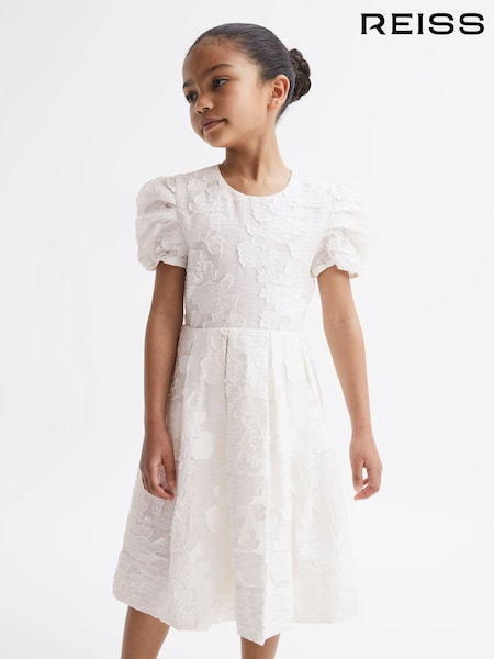 Reiss Ivory Amalie Junior Floral Print Textured Dress (D85798) | €45
