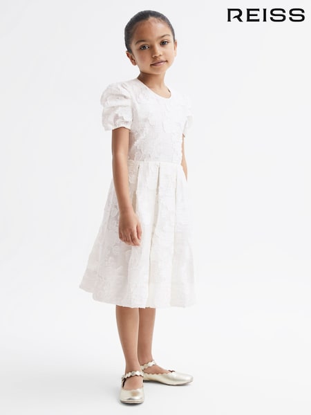 Reiss Ivory Amalie 9-12 yrs Floral Print Textured Dress (D85828) | €50