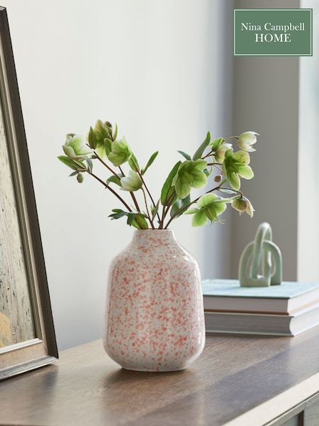 Nina Campbell Coral Pink Meadow Splatter Glaze Vase (D86103) | €11.50
