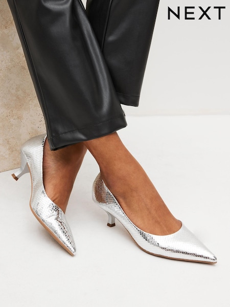 Silver Regular/Wide Fit Forever Comfort® Kitten Heel Court Shoes (D86562) | €6