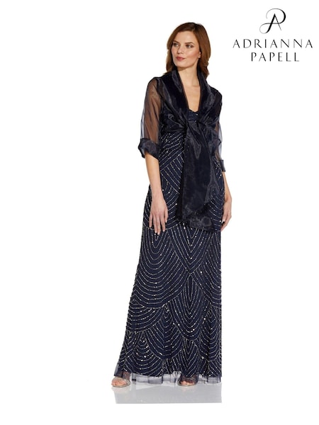 Adrianna Papell Blue Short Sleeve Organza Wrap Jacket (D86849) | €102
