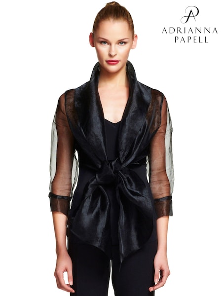 Adrianna Papell Short Sleeve Black Organza Wrap Jacket (D86850) | €102