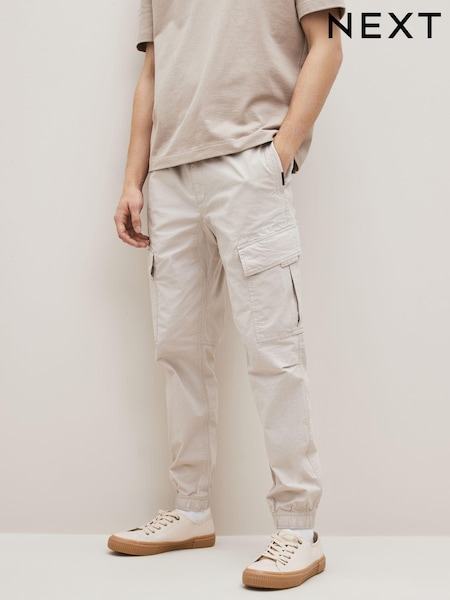 Ecru White Regular Tapered Fit Stretch Utility Cargo Trousers (D86915) | €41