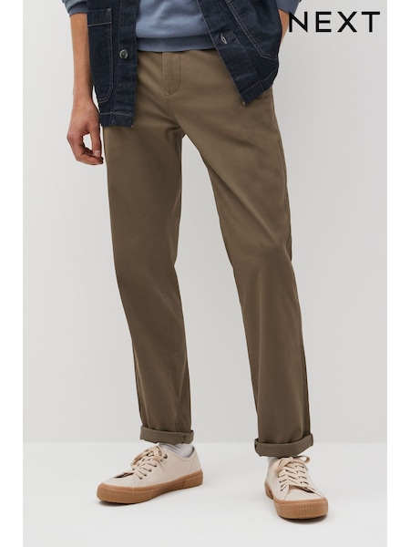 Brown Mushroom Straight Fit Stretch Chinos Trousers (D86925) | €26