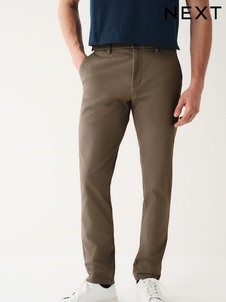 Коричневый грибной - Зауженный крой - Stretch Chinos Trousers (D86926) | €27
