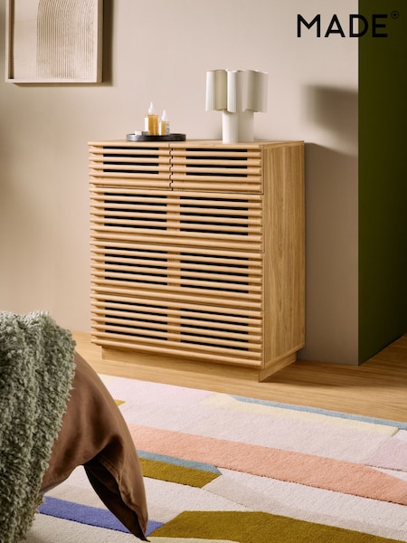 MADE.COM Dark Oak Effect Tulma Wide 5 Drawer Chest of Drawers (D86967) | €473