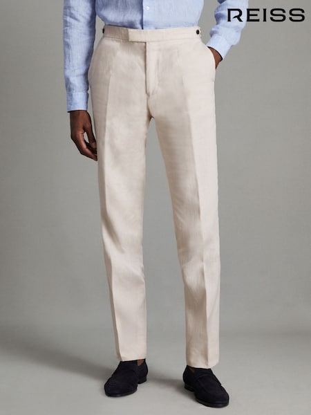 Reiss Stone Kin Slim Fit Linen Trousers (D87098) | AED1,066