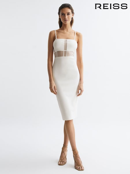 Reiss White Luisa Knitted Bodycon Dress (D87124) | 1,308 QAR