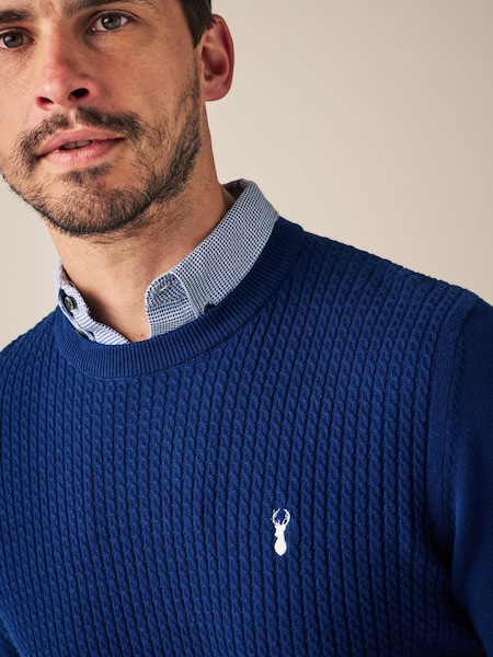 Mornariška modra mini kabel - Regular Mock Shirt Knitted Crew Jumper (D87130) | € 0