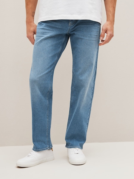 Light Blue Straight Essential Stretch Jeans (D87198) | OMR5