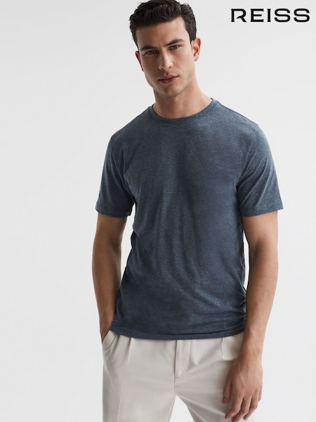 Reiss Airforce Blue Melange Bless Crew Neck T-Shirt (D87214) | €41